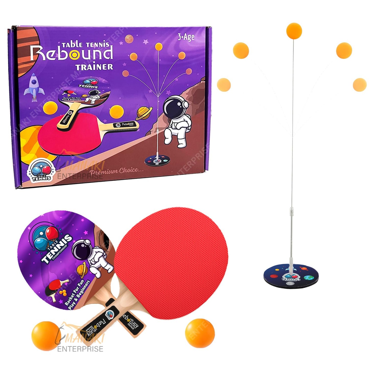 Table Tennis Trainer Toys for Kids & Adults Rebound Rackets and Balls Table Tennis Kit For Indoor and Outdoor