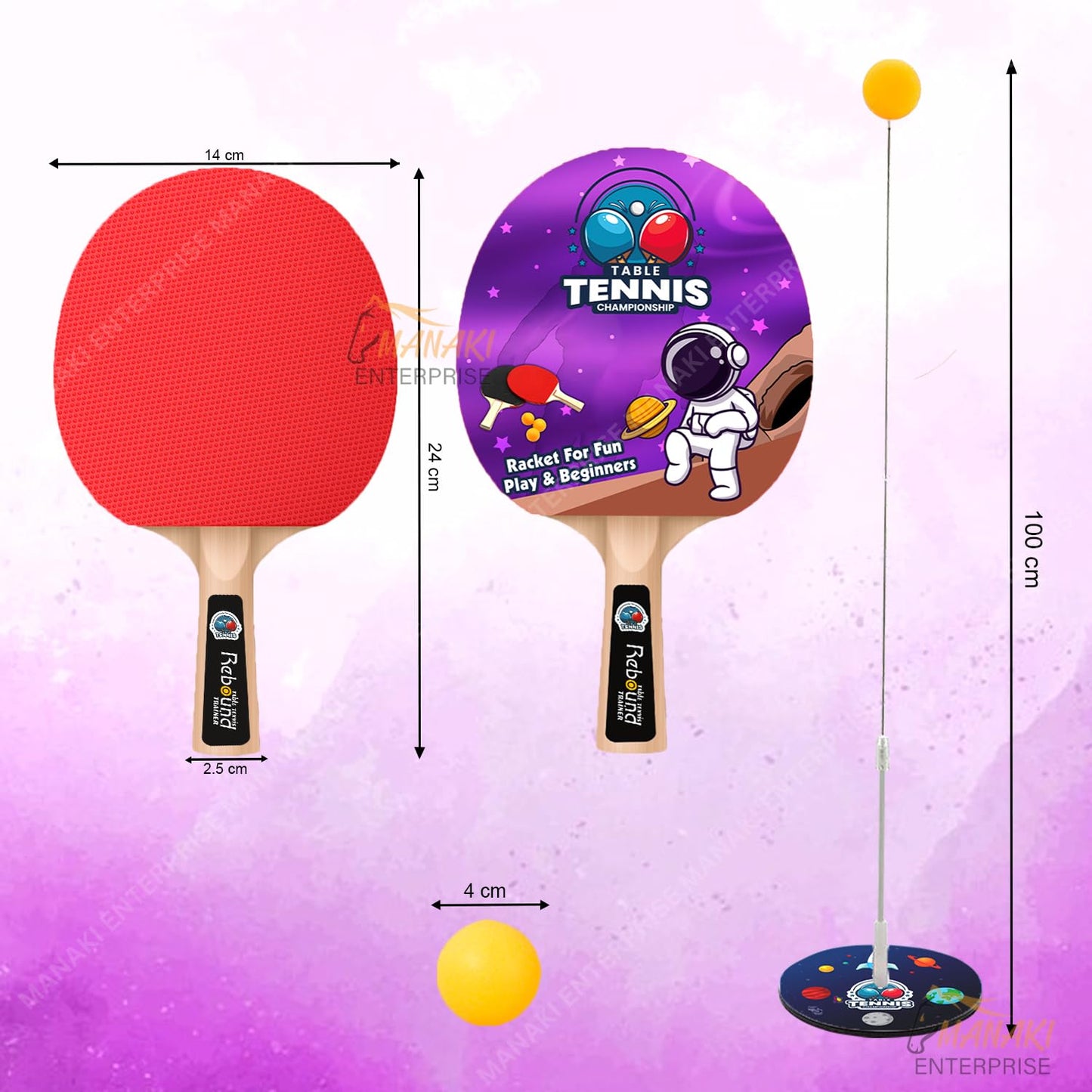 Table Tennis Trainer Toys for Kids & Adults Rebound Rackets and Balls Table Tennis Kit For Indoor and Outdoor